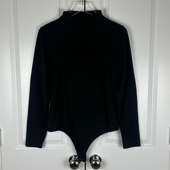 Express Black Body Contour Mock Neck Cutout Bodysuit - Picture 4 of 8
